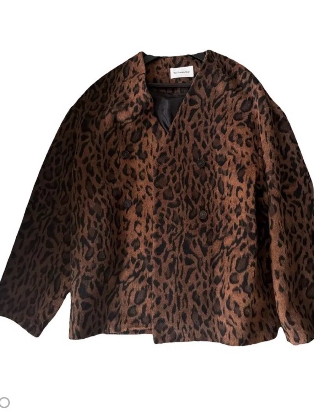 Frankie Shop Leopard Print Pea Coat in Brown and Black one size